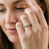 Silver Vintage Milgrain Round Diamond Split Shank Ring with Prong Setting_24