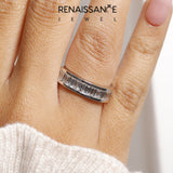 10K White Gold baguette eternity band with channel set