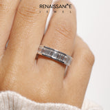 10K White Gold baguette eternity band with channel set
