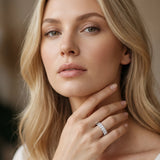 Silver radiant cut diamond half eternity band with shared prong setting_35