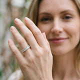 Silver radiant cut diamond half eternity band with shared prong setting_36