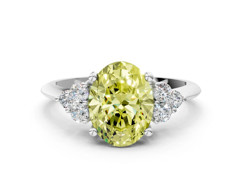 Sterling Silver Oval Cluster Accent Engagement Ring Setting for Fancy Yellow Center_24