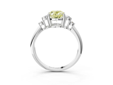 Sterling Silver Oval Cluster Accent Engagement Ring Setting for Fancy Yellow Center_27