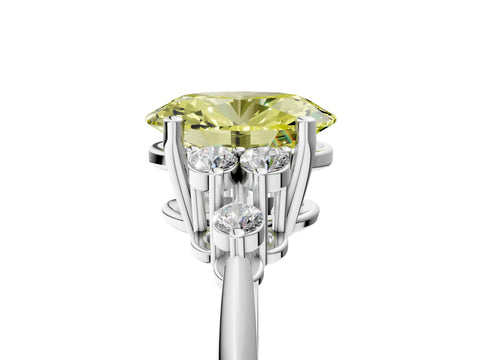 Sterling Silver Oval Cluster Accent Engagement Ring Setting for Fancy Yellow Center_29