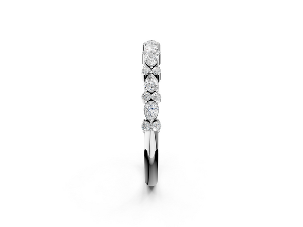 Silver Pear & Round Diamond Wedding Band