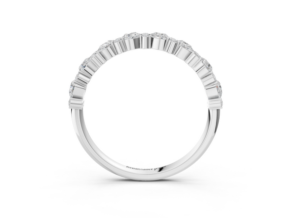 Silver Pear & Round Diamond Wedding Band