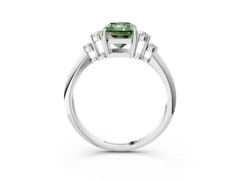 White Gold Radiant Cut Cluster Accent Engagement Ring Setting for Fancy Green Center_15
