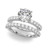 10K White Gold 2.06 Carat F VS1 Round Brilliant Solitaire with Pavé Band and Four-Prong Setting