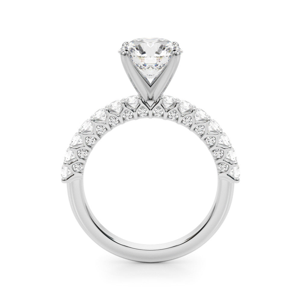 White Radiant Brilliant Solitaire with Pavé Band and Four-Prong Setting