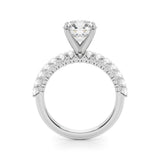 10K White Gold 2.06 Carat F VS1 Round Brilliant Solitaire with Pavé Band and Four-Prong Setting