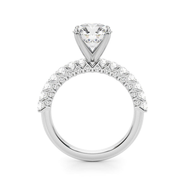 10K White Gold 2.06 Carat F VS1 Round Brilliant Solitaire with Pavé Band and Four-Prong Setting