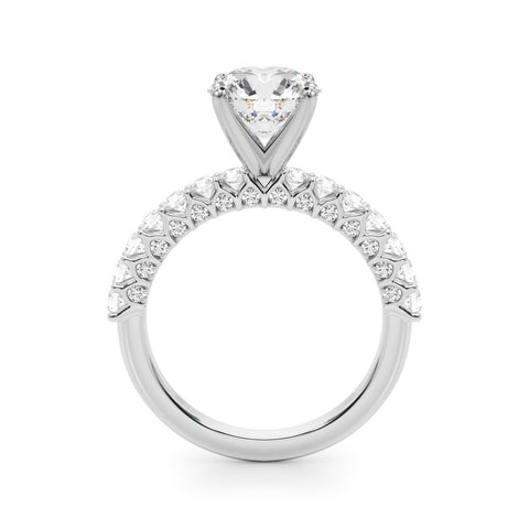 White Radiant Brilliant Solitaire with Pavé Band and Four-Prong Setting