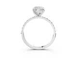 White gold 1 Carat Cushion Cut  Solitaire Ring with Pave Band and Four Prong Setting_15