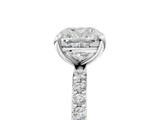 White gold 1 Carat Cushion Cut  Solitaire Ring with Pave Band and Four Prong Setting_17