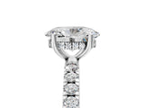 White gold 1 Carat Oval Cut  Pave Band Solitaire Ring with Four-Prong Setting_5