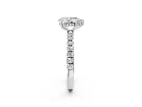White gold 1 Carat Pear Cut  Pave Band Solitaire Ring with Four-Prong Setting_14
