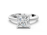 White gold 1 Carat Princess Cut  Solitaire Engagement Ring with Round Band and Four-Prong Setting_120