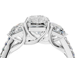 White gold 1 Carat Three-Stone Radiant Cut  Ring with Pavé Band and Prong Setting_4