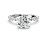 White gold 1.5 Carat Heart Cut Diamond Ring with Marquise and Round  Side Stones and Four-Prong Setting_12