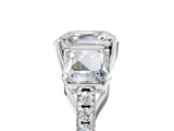 White gold 1.5 Carat Three-Stone Asscher Cut Diamond Ring with Round  Pavé Band and Prong Setting_53