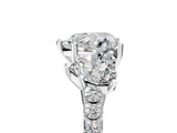 White gold 1.5 Carat Three-Stone Heart Cut  Ring with Pavé Band and Prong Setting_5