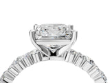 White gold 10 Carat Princess Cut  Solitaire with Side Stones, Pave Band, Four-Prong Setting_16