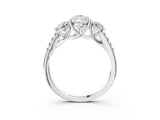 White gold 10 Carat Three-Stone Pear Cut  Ring with Pavé Band and Prong Setting_3
