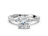 White gold 2 Carat Cushion Cut Diamond Ring with Marquise and Round  Side Stones and Four-Prong Setting_24