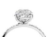 White gold 2 Carat Cushion Cut  Solitaire Ring with Pave Band and Four Prong Setting_16