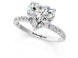 White gold 2 Carat Heart Cut  Solitaire Ring with Pave Band and Four Prong Setting_13