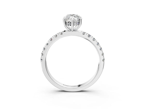 2 Carat Marquise Cut White gold Diamond Pave Band Solitaire Ring with Round  and Prong Setting