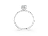 White gold 2 Carat Marquise Cut  Solitaire Ring with Pave Band and Four Prong Setting_3