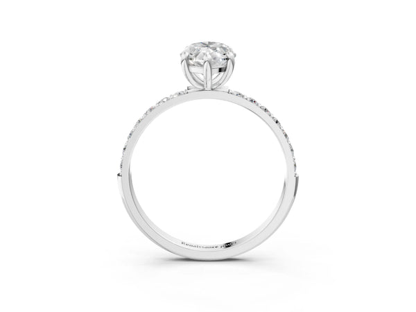 2 Carat Marquise Cut White gold Diamond Solitaire Ring with Round  Pavé Band and Prong Setting