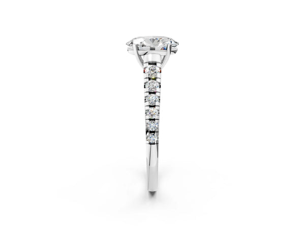 White gold 2 Carat Oval Cut Diamond Cathedral Solitaire Ring with Round  Pavé Band