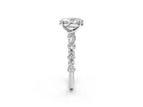 White gold 2 Carat Oval Cut  Solitaire with Side Stones, Pave Band, Four-Prong Setting_14