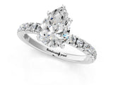 White gold 2 Carat Pear Cut  Pave Band Solitaire Ring with Four-Prong Setting_1