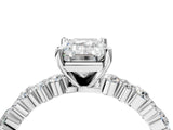 White gold 2.5 Carat Emerald Cut  Solitaire with Side Stones, Pave Band, Four-Prong Setting_16