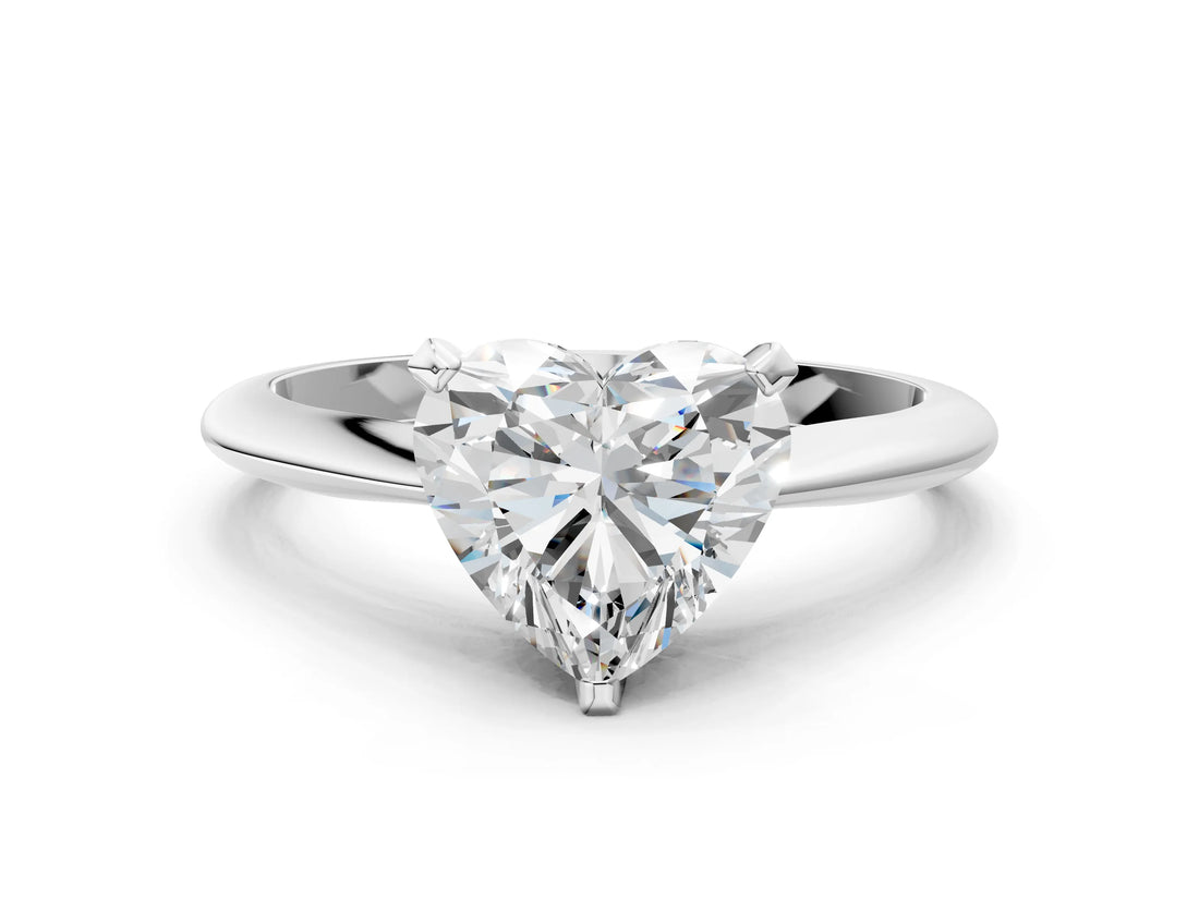 White gold 2.5 Carat Heart Cut  Solitaire Engagement Ring with Classic Band and Four-Prong Setting