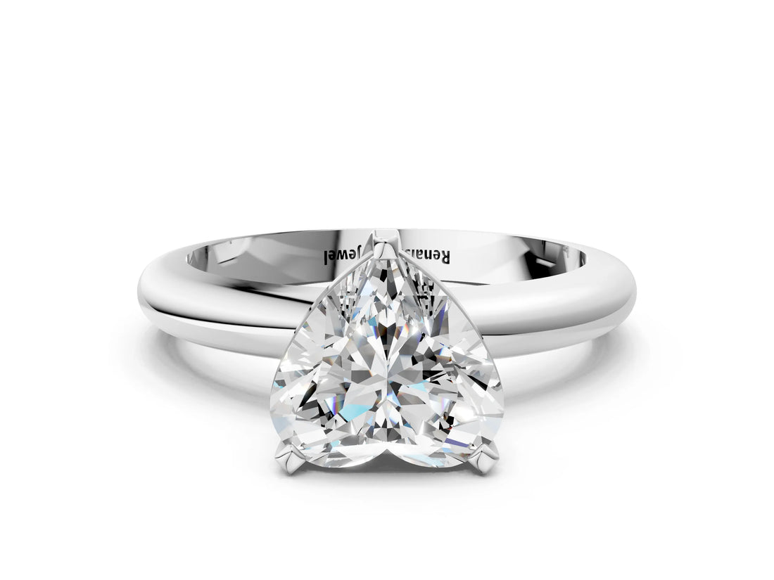 White gold 2.5 Carat Heart Cut  Solitaire Engagement Ring with Round Band and Four-Prong Setting_132