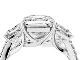 White gold 2.5 Carat Three-Stone Asscher Cut Diamond Ring with Round  Pavé Band and Prong Setting_16