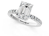 White gold 3 Carat Emerald Cut  Solitaire Ring with Pavé Band and Four-Prong Setting_13
