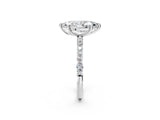White gold 3 Carat Marquise Cut  Solitaire Ring with Pave Band and Four Prong Setting_2