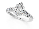 White gold 3 Carat Pear Cut  Solitaire Ring with Cathedral Setting and Pavé Band_1