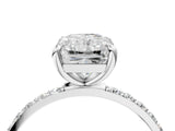 White gold 3 Carat Radiant Cut  Solitaire Ring with Pave Band and Four Prong Setting_16