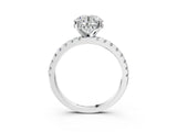 White gold 3 Carat Round Cut Diamond Solitaire Ring with Round  Pavé Band and Four-Prong Setting_63