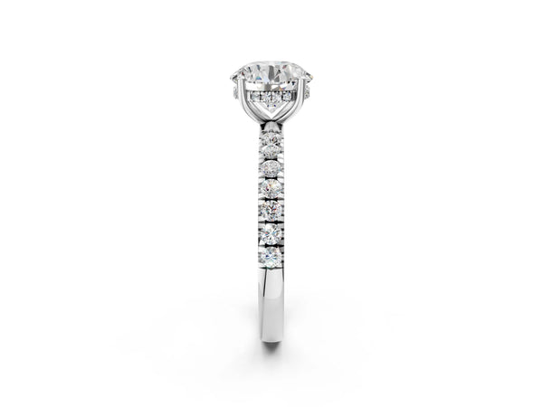 3 Carat Round Cut White gold Diamond Pave Band Solitaire Ring with Round  and Prong Setting