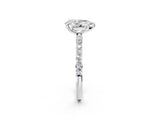 White gold 3.5 Carat Pear Cut  Solitaire Ring with Pave Band and Four Prong Setting_14