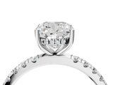 White gold 4 Carat Cushion Cut  Pave Band Solitaire Ring with Four-Prong Setting_4