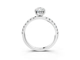 White gold 4 Carat Pear Cut  Pave Band Solitaire Ring with Four-Prong Setting_3