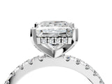 White gold 4 Carat Princess Cut  Solitaire Ring with Pavé Band and Four-Prong Setting_4